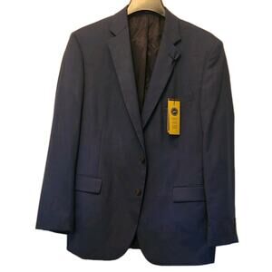 NWT Stafford 46L Blue Sport Coat Blazer Jacket Solid Polyester/Wool Traveld